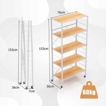 Storage shelf, 5 tiers, 76 × 153 × 36 cm