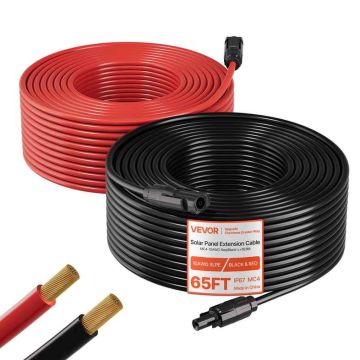 Päikesepaneeli pikenduskaabel VEVOR MC4-10AWG, 2 juhiga MC4-liitmikega, Must/punane
