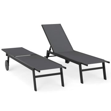 Sun loungers, 2 pcs, 190–150.5 × 59 × 33.5–99 cm