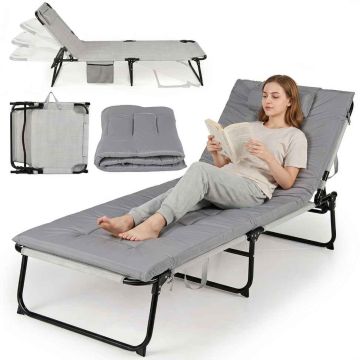 Sun lounger, 4-position, gray and black, 167–189.5 × 68 × 33–76 cm
