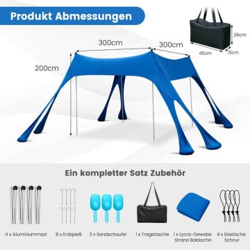 Sunshade, Blue, 10 × 10 × 6.6 ft