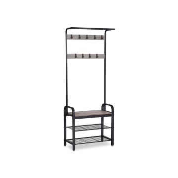 Вешалка для верхней одежды и скамейка для обуви HSR40MB, серо-черная