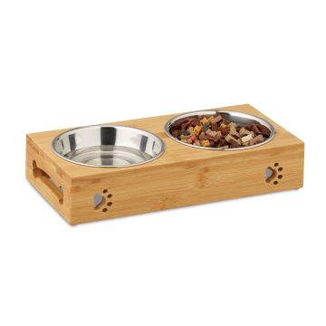 Станция для кормления собак Relaxdays, 2 миски, 31,5 × 6,5 × 15 см