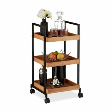 Serveеrimiskäru Relaxdays 10027598.0, 3 riiulit, 37 × 69,5 × 34 cm