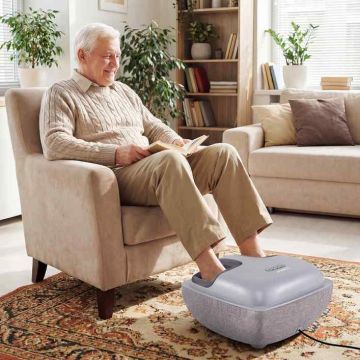 Shiatsu foot massager with heat function, 3 deep massage levels, gray