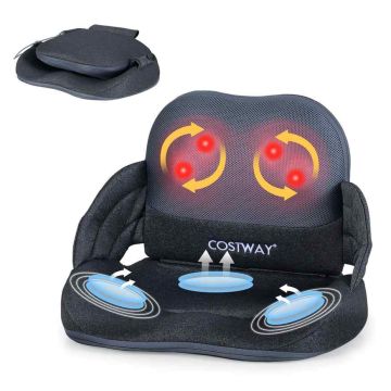 Shiatsu massage cushion with heat function, ergonomic, foldable