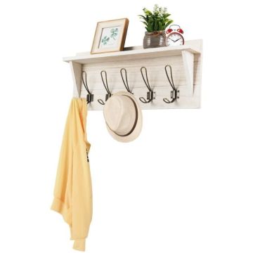 Wall-mounted clothes rack, 5 double hooks, 60.96 × 25.4 × 7.62 cm