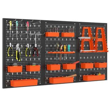 Wall-mounted tool organizer, 9 boxes, 120 × 60 × 2 cm