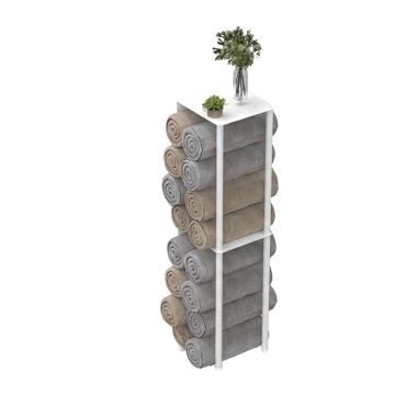 Настенная полка для полотенец Relaxdays, с отделениями, Белая, 20 × 83,5 × 20 см