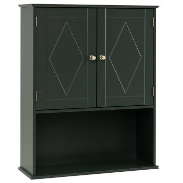 Wall-mounted bathroom cabinet, 2 doors, Green, 60 × 75 × 21 cm