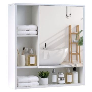 Wall-mounted bathroom cabinet, 5 compartments, 56 × 16 × 61 cm