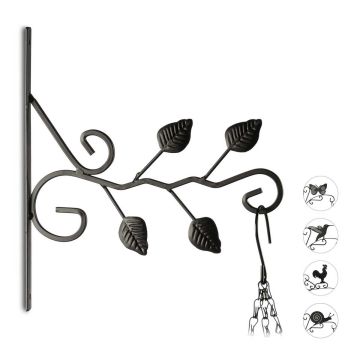 Seinale kinnitatav lillekonks Relaxdays, 1 tk, lehemotiiv, 30,5 × 28 × 2 cm