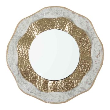 Seinapeegel Shai Light, Kuldne ja kreemikas, Ø 54,5 × 4,5 cm