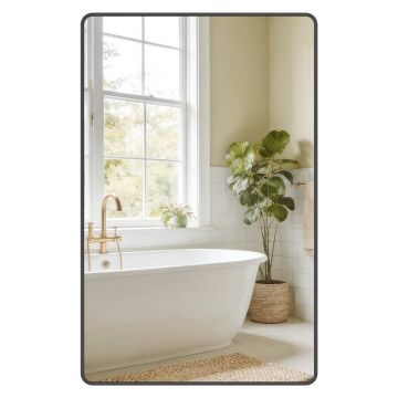 SONGMICS Wall Mirror, Two Hanging Ways, Black, 110 × 70 cm