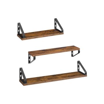 Wall shelf set VASAGLE LWS33BX, 3 pcs, Brown/black