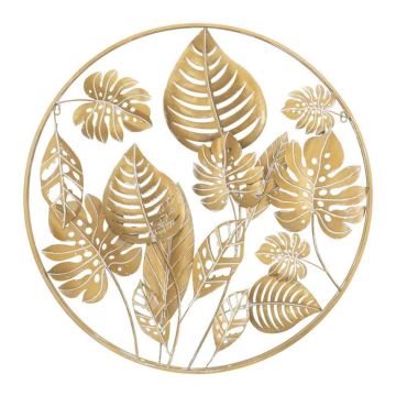 Seinadekoori paneel Mauro Ferretti Jungle Round, ümmargune, Kuldne, Ø 80 × 6,5 cm