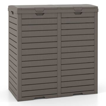 Trash Can, 2 Buckets, 62 Gallon, Gray, 30.5 × 16 × 34 inches