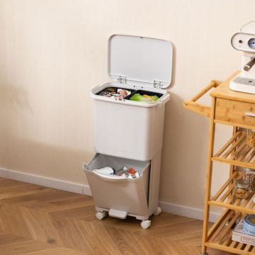 Waste bin, 2 compartments, 40 l, 42 × 28 × 74 cm