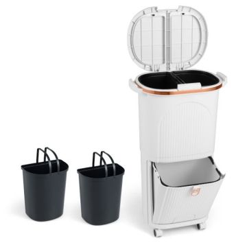 Trash bin, 3 compartments, 38 l, 43 × 74.5 × 29 cm