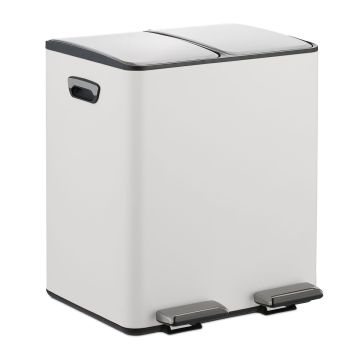 Jäätmete sorteerimiskast Relaxdays, 2 sektsiooni, 30 l, Valge, 42 × 47,5 × 37 cm