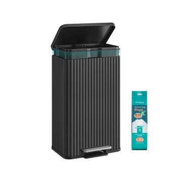 Prügikast SONGMICS, 50 l, pedaaliga, Must, 33,6 × 62,5 × 40,3 cm