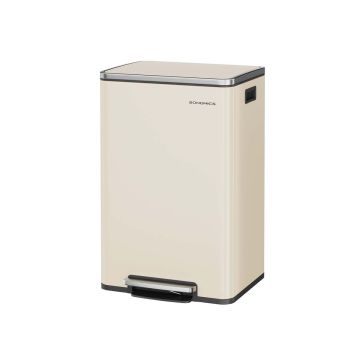 Prügikast SONGMICS LTB595, 50 l, pedaaliga, Beež, 41,6 × 37,2 × 64,7 cm