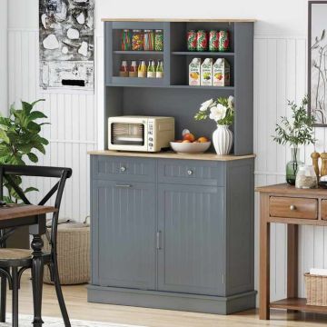 Waste bin cabinet with 38 l tilting waste bin, 2 drawers, grey