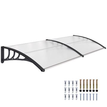 Läbipaistev varikatus ukse kohale Outsunny 75x195x23cm, musta värvi