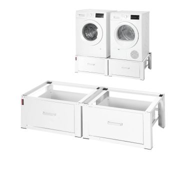 Pesumasina alus VEVOR S06-2, 2 tk sahtlitega, Valge, 1290 × 550 × 310 mm