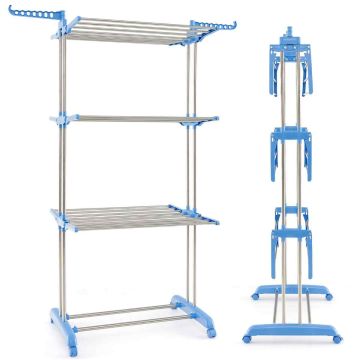 Clothes drying rack, 3-layer, 4 wheels, 125.73 × 171.45 cm