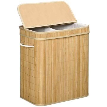 Pesukorv 100L Homcom 54,2x35,2x59,5cm, helepruun/valge