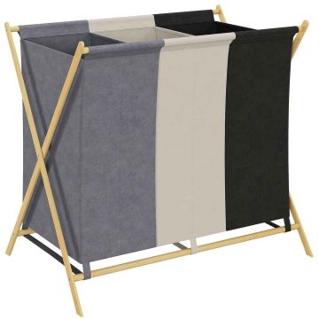 Pesukorv, 3 lahtrit, 129 l, 75 × 67 × 48 cm