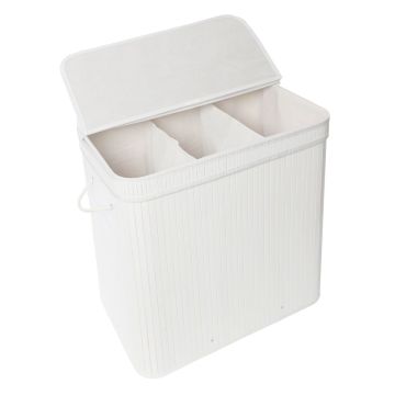 Pesukorv Relaxdays 10052930_8577, 150 l kaanega, Valge, 61,5 × 61 × 41,5 cm
