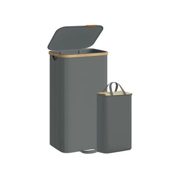 Pesukorv SONGMICS, 100 l, kaane ja eemaldatava kotiga, Hall, 42 × 32 × 75 cm