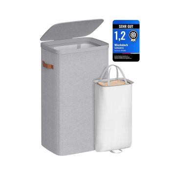 SONGMICS-i pesukorv, 2 sektsiooni, 170 l, Hall, 56 × 40 × 75 cm