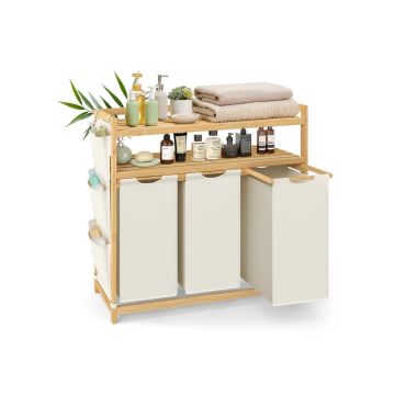 SONGMICS laundry basket, 2 compartments, 50 l each, 94 × 33 × 98 cm