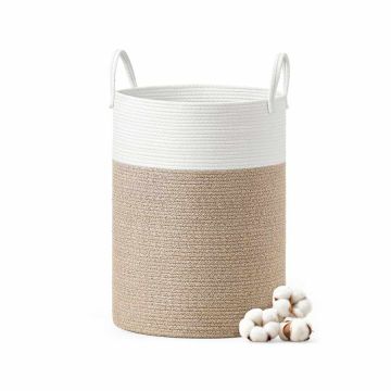 Pesukorv SONGMICS, 60 l, Valge/hall/pruun, 40 × 60 × 40 cm