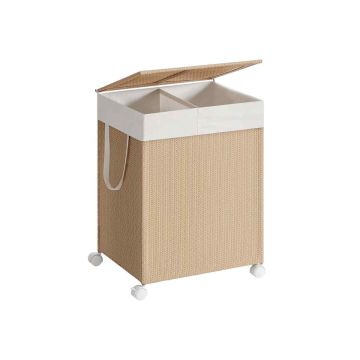 SONGMICS HOME laundry basket, 2 compartments, 100 l, 46.5 × 65 × 37.5 cm