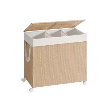 SONGMICS HOME laundry basket, 2 compartments, 100 l, 66.5 × 65 × 37.5 cm