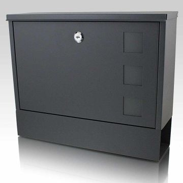 Современный почтовый ящик с отделением для газет, темно-серый.