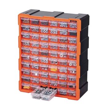 Väikeste detailide hoiukapp VEVOR MJ10505, 60 sahtlit, Must/oranž, 39 × 50 × 18 cm