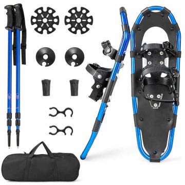 Snowshoe set, with poles and bags, 21 × 8 inches