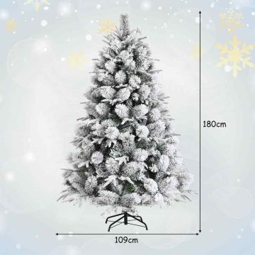 Snowy artificial Christmas tree, 610 branches, 109 × 180 cm