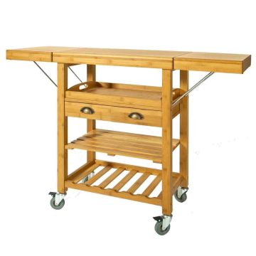 Кухонная тележка 125x40x92см., светло-коричневого/серебристого цвета