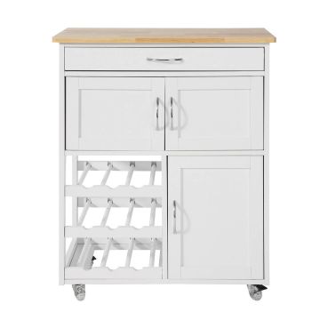 Кухонный шкаф на колесах 67x38x86см., белого/светло-коричневого цвета