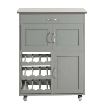 Кухонный шкаф на колесах 67x38x87см., серого/серебристого цвета