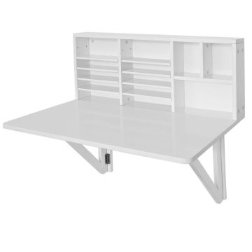 Seinale kinnitatav kokkupandav kirjutuslaud 90x60x76cm., valge värvusega