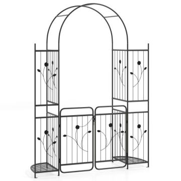 Garden arch, lockable gate, 2 shelves, 163 × 50 × 220 cm