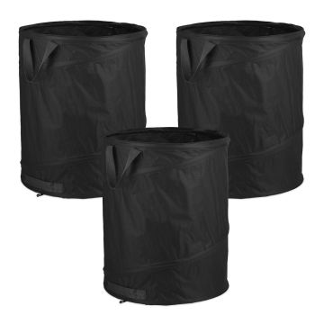 Aiajäätmekotid Relaxdays, 3 tk, 85 l, Must, 46 × 47 × 46 cm