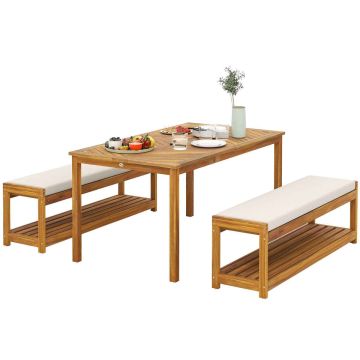 Aiamööbli komplekt, 3 osa, Pruun/hall, 150 × 85 × 75 cm